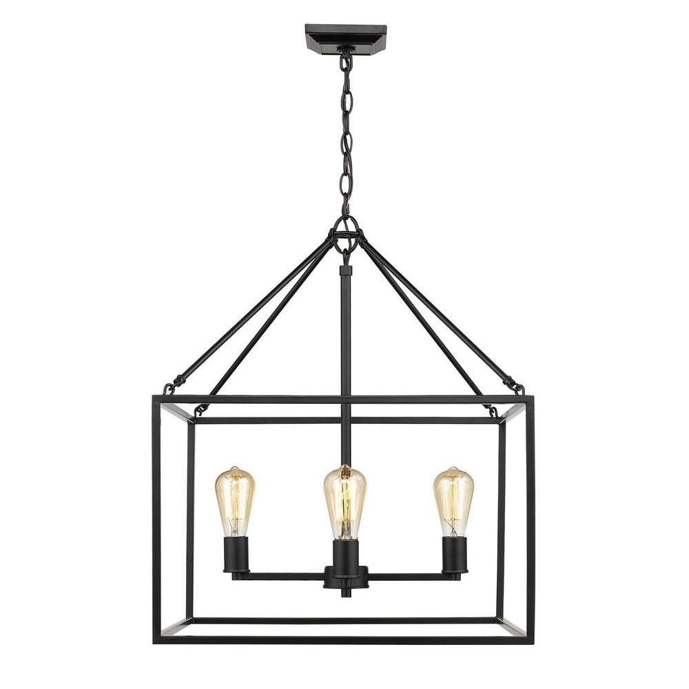 Golden Lighting-2072-4 BLK-Wesson - Chandelier 4 Light Steel in Sturdy style - 28 Inches high by 21 Inches wide Black  Black Finish